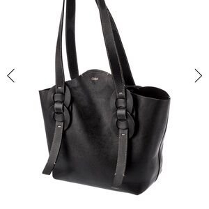 Chloe Black Leather Tote with Braided Straps